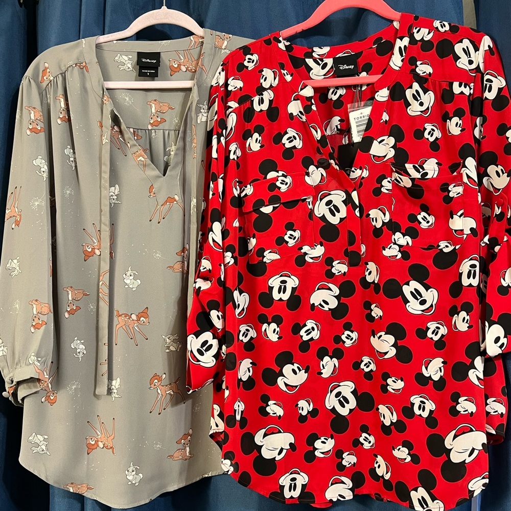Torrid Disney Bambi and Mickey Blouses/Shirts New